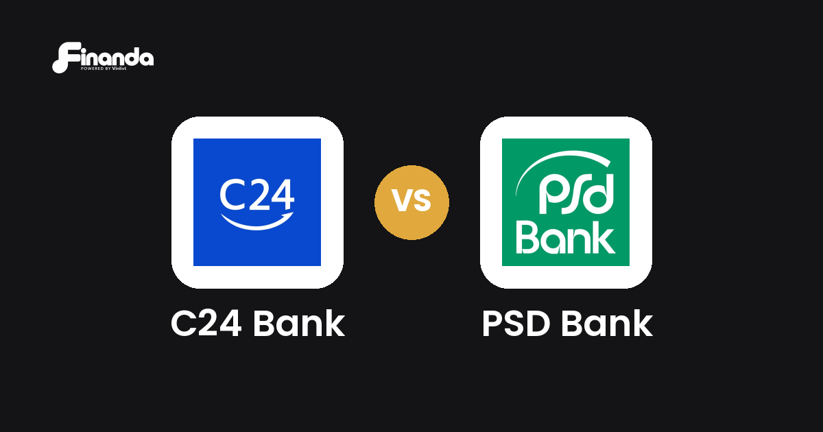 C24 Bank und PSD Bank im Vergleich: Banking-App-Test 2026 mit Testergebnis, Gebühren und Funktionen auf finanda