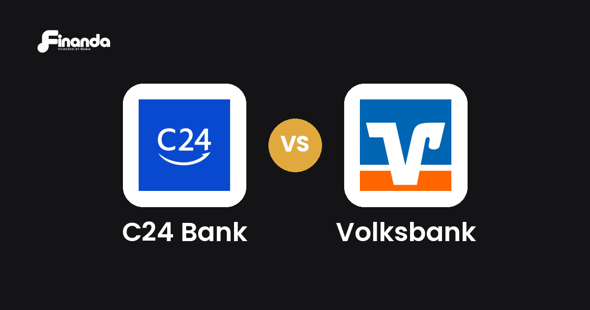 C24 Bank und Volksbank im Vergleich: Banking-App-Test 2026 mit Testergebnis, Gebühren und Funktionen auf finanda