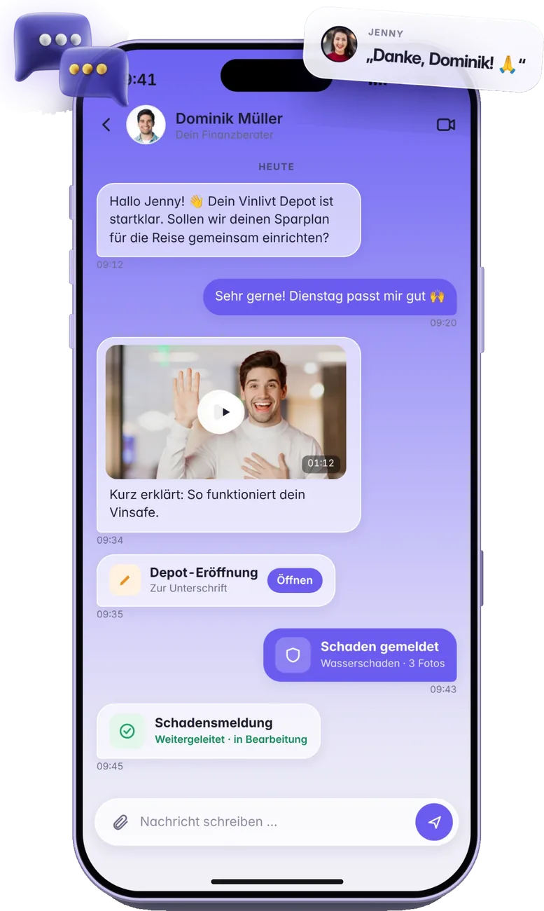 Finanda App Chat mit dem persönlichen Finanzberater